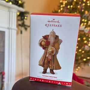 2016 Hallmark Keepsake Father Christmas Ornament in Gold and Red